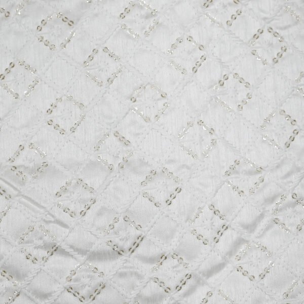 White Diamond Pattern Sequins Embroidered Fabric